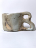 B-Mug&nbsp;2025,17x8 cm, wilde Porzellanerde, handgeformt/ wild procelain, hand pitched, Holzbrand ~ 1330°C, 68h/wood kiln fired,B-Mug ist die ultimative Henkeltasse oder gar ein Tassenhenkel? Auf der wilden Porzellanerde entstand durch die Flammen eine Musterung in verschiedenen Farben./ Is B-Mug the ultimate handled mug, or perhaps just the handle itself? On the wild porcelain clay, the flames created a pattern in a variety of colors.SOLD